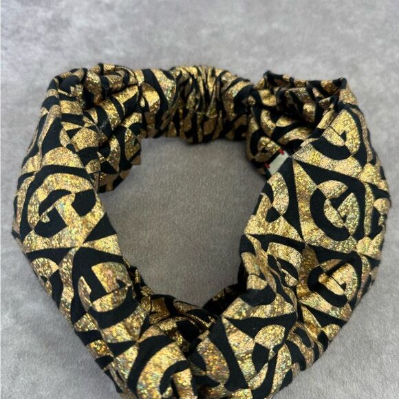 RARE Gucci Metallic Gold Black GG Women\'s Headband Turban main image 7